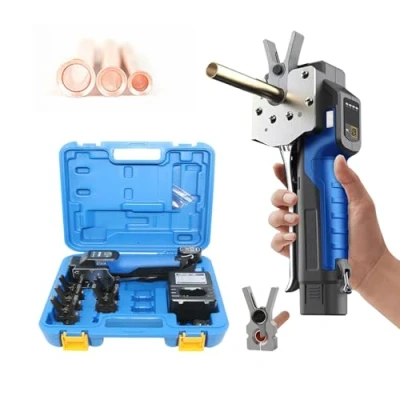 Imagen de Abocardador Regulable para Tubos de Cobre Aire Acondicionado Profesional, herramienta expansión tubo 1/4&quot; 3/4&quot; con luz LED, abocardado excéntrico 45, （9chucks）