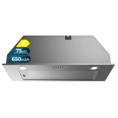 Imagen de Cecotec Campana Extractora 75cm Integrada Bolero Flux IM 756500 Inox A. Potencia Succión 650m3/h, Motor 165W, Control Mecánico, 3 Niveles de Potencia, Luz y Filtro Carbono,