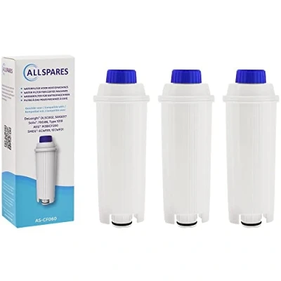Imagen de AllSpares filtro de agua para cafetera (3 uds.) compatible con DeLonghi DLSC200, SER3017, 551329811.