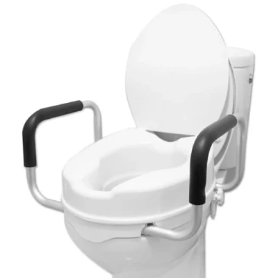 Imagen de PEPE Elevador WC Adulto con Reposabrazos (10 cm de altura), Alzador Inodoro Asas, y Tapa, Asiento Adaptador Mayores, Blanco.