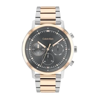 Imagen de Calvin Klein Reloj Analógico de Cuarzo multifunción para hombre con Correa en Acero Inoxidable dos tonos 25200064