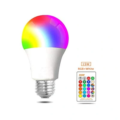 Imagen de Bombilla LED de Color E27 RGB Lámpara Tornillo Regulable que Cambia 15W con Control Remoto IR,Luces Estado Ánimo 16 Colores,Luces Efecto Escenario etc.1 Paquete