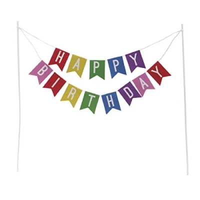 Imagen de Dekora Topper de Tartas para Cumpleaños con Banderines Colores Happy Birthday