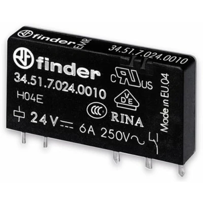 Imagen de Finder serie 34 Mini rele circuito impreso 5mm 1 contacto conmutado 24vdc