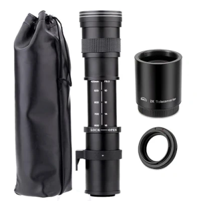 Imagen de JINTU 420 1600mm 800mm f/8.3 Zoom Manual Teleobjetivo + Montura en T para cámaras Canon EOS DSLR 4000D 2000D 1200D T7 T7i T6 T6i T5 T5i SL2 80D 77D 700D 70D 60D 50D 5D 6D 7D 600D 550D