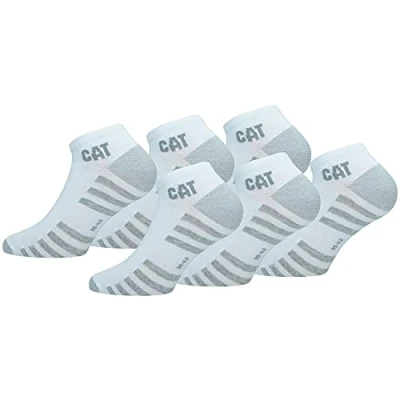 Imagen de Caterpillar 6 Pares Calcetines Hasta el Tobillo para Cualquier Uso Puntera y Talón Reforzados Algodón (Blanco, 43 46)
