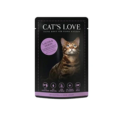 Imagen de Cat&#039;s Love Comida húmeda para gatos, mezcla de salmón y pollo con perejil aceite (salmón pollo, 12 x 85 g)