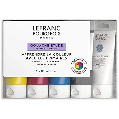 Imagen de Lefranc Bourgeois 301241 Pintura gouache (5 colores primarios, tubo de 80 ml, juego gouache)