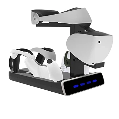Imagen de Soporte de Carga PSVR2 para Playstation VR2 y PS5 Controller Estación con Pantalla VR Headset, 4 Estaciones e Indicadores LED