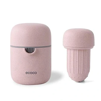 Imagen de Meiyijia exprimidor Manual de limón, cítricos, Tapa Incluida,Colador y Recipiente, Apto para Lavavajillas, sin BPA (Rosado)