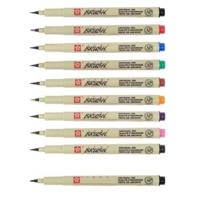 Imagen de Pigma MICRON Sakura Brush Pen, Set de 9 colores + 1