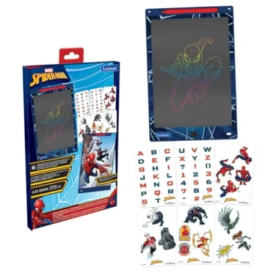 Imagen de Lexibook, Spider Man, Pizarra Mágica, Juguete Artístico y Creativo para Niños Niñas, Dibujos Multicolores, Pantalla de 28 cm, Incluye 1 Lápiz 6 Plantillas, Azul, CRT10SP