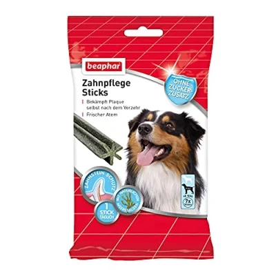 Imagen de Beaphar Palillos para el Cuidado Dental Perros Grandes Snack con Algas Marinas Naturales sin azúcar añadido 7 Unidades, 182 g (1 Unidad)