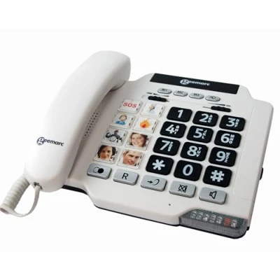 Imagen de Geemarc Photophone 100 Teléfono Alámbrico Amplificado con Botones Fotográficos Personalizables y Control de Sonido Tono para Personas Mayores Pérdida Auditiva Baja o Moderada