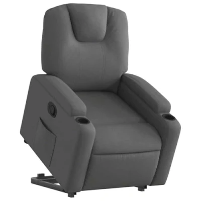 Imagen de vidaXL Sillón Reclinable Elevable, Silla con Respaldo Reposabrazos, de Relax Descanso, Asiento Ajustable para Ancianos, Tela Gris Oscuro