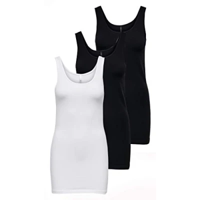 Imagen de ONLY Onllive Love Noos Camiseta de Tirantes para Mujer, Blanco/Negro (1 x White/2 Black), XL