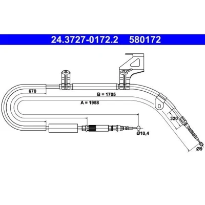 Imagen de ATE 24.3727 0172.2 Cable de Freno Mano 1958 AUDI: A6 C5 Berlina