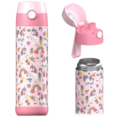 Imagen de JARLSON® botella de agua para niños &quot;MALI&quot; térmica acero inoxidable, sin BPA, a prueba fugas, infantil, 350 ml