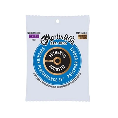 Imagen de Martin Cuerdas MA535 SP Bronce fosforoso, paquete de 3, luz personalizada 11 52