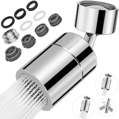 Imagen de HATANSE Aireador Grifo Cocina Apto 360 Giratorio Atomizador Adaptador Con 2 Modos de Pulverización para Baño y Machos Roscados M20 M22 M24