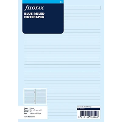 Imagen de Filofax Recambio de hojas para archivador (tamaño A5, a rayas), color azul