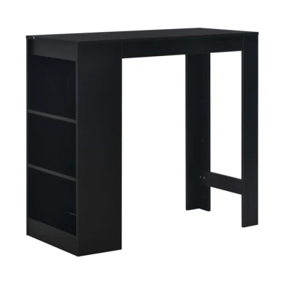 Imagen de vidaXL Mesa Alta Cocina Bar 3 Estantes Mesita Elevada Moderna Desayuno Bistro Estanterías Auxiliar Barra Vino Bebida Despensa Contrachapada Negro