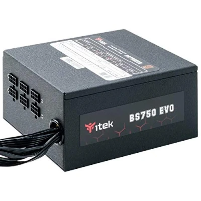 Imagen de Itek Fuente de alimentación para PC BS750 EVO 750 W, Ventilador HDB Hydraulic Dynamic Bearing 12 mm, protección PFC Activa, certificación eficiencia 80 Plus Bronze, semimodular Free Plug