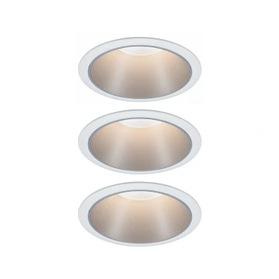 Imagen de Paulmann 93410 Luminaria empotrable LED Cole redonda incl. 3x6,5 W, foco regulable, blanco, plateado, lámpara empotrable, plástico, aluminio zinc, de techo 2700 K