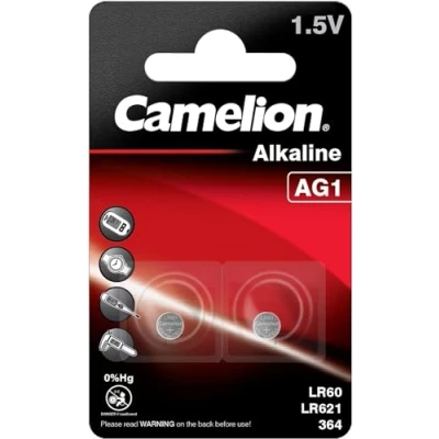 Imagen de Camelion 12050201 Celdas sin Mercurio alcalinas de botón AG1/LR60/LR621/364 (1,5 V, 2 Unidades)