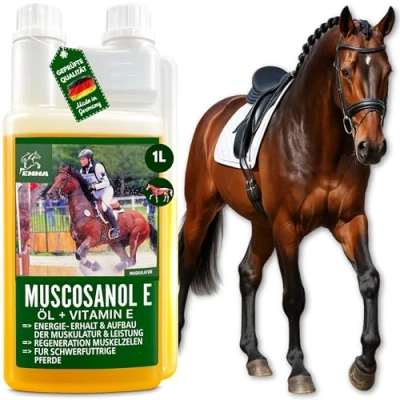 Imagen de Líquido de refuerzo muscular para caballos con aceite germen arroz vitamina E caballo linaza I alimento reconstituyente vitaminas suplementario el 1L