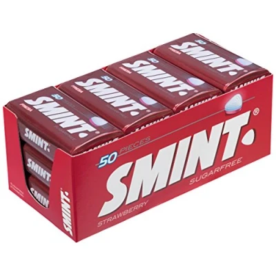 Imagen de Smint Tin Fresa, Caramelo Comprimido Sin Azúcar 12 unidades de 35 gr. (Total 420 gr.)