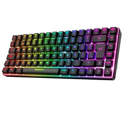 Imagen de Spirit Of Gamer Teclado Gaming Bluetooth Inalámbrico Layout Español QWERTY Keyboard TKL Compacto 65% Teclas Semi Mecanico Incluyendo 25 Anti Ghosting Compatible con PC, Teléfono y Tablet