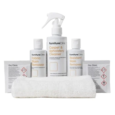 Imagen de Furniture Clinic kit de eliminación manchas alfombras y tapicería, completo para eliminar todo tipo difíciles cualquier tela, elimina las frescas secas