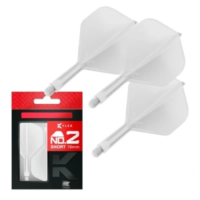 Imagen de Target Darts K Flex Integrated Dart Flight and Shaft, No.2 Blanco (Corto) Pack De 3 No 2, Precisión Moldeada 2 En 1 Plumas Y Caña para Dardos Accesorios Profesionales
