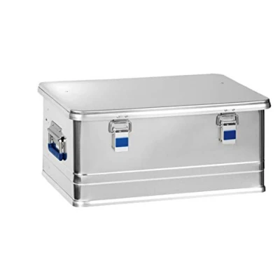 Imagen de hünersdorff Caja de aluminio profesional 48 litros, impermeable, con junta goma, ligera, estable, asas plegables, preparación para cerraduras, color: plateado, 452150