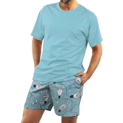 Imagen de Sesto Senso Pijama Hombre Corto Algodón Verano Manga Corta Pantalon XXL Bulbo Azul