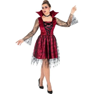 Imagen de Funidelia Disfraz de vampiresa sexy para mujer Halloween, Terror, Dracula, Vampire adultos y divertidos accesorios Fiestas, Carnaval Halloween Talla L Granate