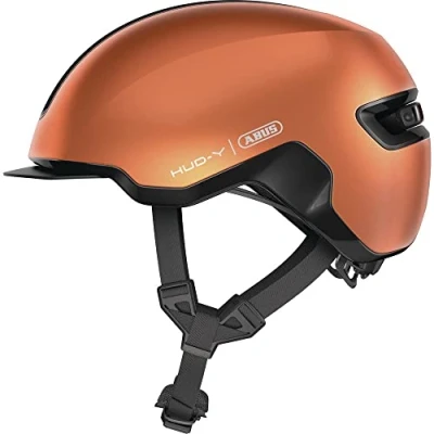Imagen de ABUS Urban Helmet HUD y con luz trasera LED magnética recargable cierre magnético casco de bicicleta moderno para uso diario hombre mujer naranja, talla L (57 61 cm)