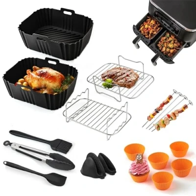 Imagen de Accesorio para freidora de aire caliente, accesorios Ninja Foodi Max Dual Zone AF400EU AF451EU AF300EU 7.6 9.5L AF500EU molde silicona