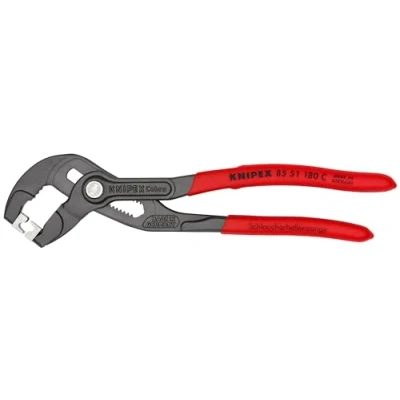 Imagen de Knipex Alicate para abrazaderas Click gris atramentado, recubiertos de plástico antideslizante 180 mm (cartulina autoservicio/blíster) 85 51 C SB