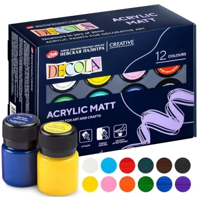Imagen de Decola Juego Pinturas Acrílicas Opacas Botes Colores Acrílicos Opacos Para Pintar 12 X 20 ml Pinta Y Decora Sobre Todas Superficies Hechos Por Nevskaya Palitra