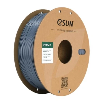 Imagen de eSUN PETG Filamento 1.75mm, ePETG+HS de Alta Velocidad, Precisión Dimensional +/ 0.05mm, Carrete 1KG (2.2 LBS) para Impresión 3D Rápida,Gris Sólido