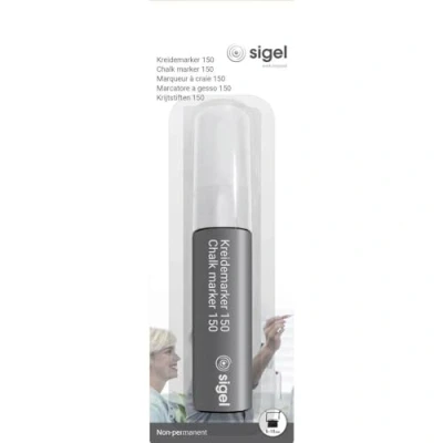Imagen de SIGEL BA171 Rotulador de tiza líquida 150, borrable, punta biselada, ancho 5 15 mm, blanco
