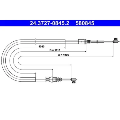 Imagen de ATE 24.3727 0845.2 Cable de Freno Mano 1905 PEUGEOT: 207 Hatchback