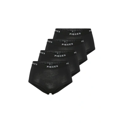Imagen de Pieces Pclogo LADY Solid 4 PACK Culotte, Mujer, Talla: XS, Black