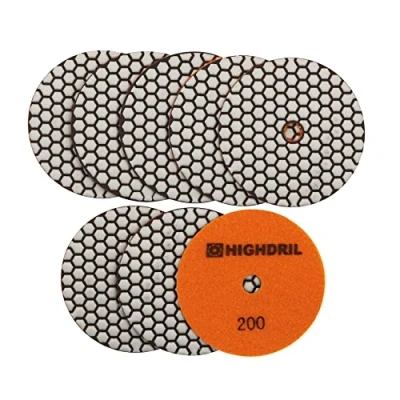 Imagen de HIGHDRIL Almohadillas Pulido Diamante Seco 8piezas #200 Lijado 125MM para Granito Piedra Mármol Suelo Grinder Pulir Almohadilla Kit Taladro, Amoladora, Pulidora