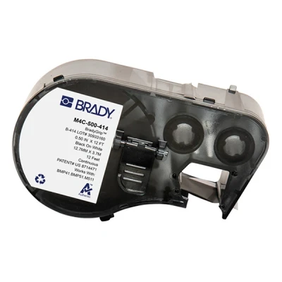 Imagen de BMP41 Brady M4C 500 414 etiquetas de material poliéster con velcro, negro sobre blanco, 12,70 mm x 3,66 m (original)
