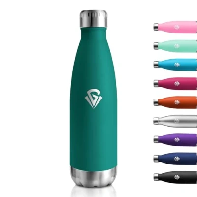 Imagen de Garrafa Termica 500ml, Botella Termo Reutilizable y A Prueba de Fugas, Agua Acero Inoxidable sin BPA, con Doble Pared para Oficina, Escuela, Deporte, Senderismo, Aire Libre