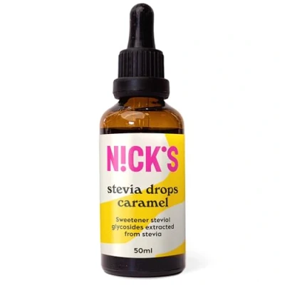 Imagen de NICKS Stevia Líquida Gotas Caramelo (50ml) Edulcorante Cero Calorías Dieta Keto, Sin Azúcar, Glutin, Low Carb