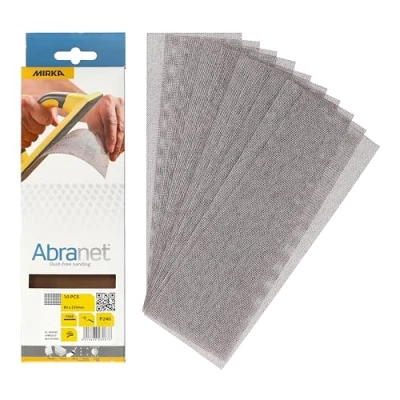 Imagen de Mirka Abranet tiras de lijado malla 80x230mm / hojas con velcro grano P240 10 piezas AE175F1025 para el sin polvo madera, masilla, barniz, plásticos